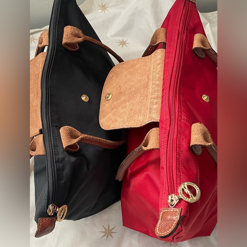 Longchamp Le Pliage Modele Depose Nylon Leather Shoulder Tote Bag, Set (2) - Picture 7 of 13